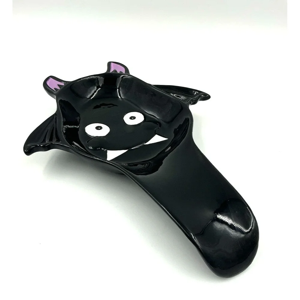 Vampire Bat Spoon Rest Halloween Jack O Lantern Lane Black Ceramic Cute New
